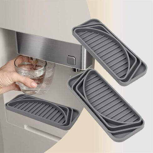 Refrigerator Drip Tray Catcher, Non-slip Cuttable Fridge Drip Tray, 2PCS Silicone Fridge Spills Water Pad for Fridge Ice and Water Dispenser (Semi-Circular+Rectangular+Trapezoid,Grey) in Saudi Arabia