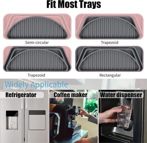 Refrigerator Drip Tray Catcher, Non-slip Cuttable Fridge Drip Tray, 2PCS Silicone Fridge Spills Water Pad for Fridge Ice and Water Dispenser (Semi-Circular+Rectangular+Trapezoid,Grey) in Saudi Arabia