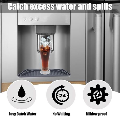 Refrigerator Drip Tray Catcher, Non-slip Cuttable Fridge Drip Tray, 2PCS Silicone Fridge Spills Water Pad for Fridge Ice and Water Dispenser (Semi-Circular+Rectangular+Trapezoid,Grey) in Saudi Arabia