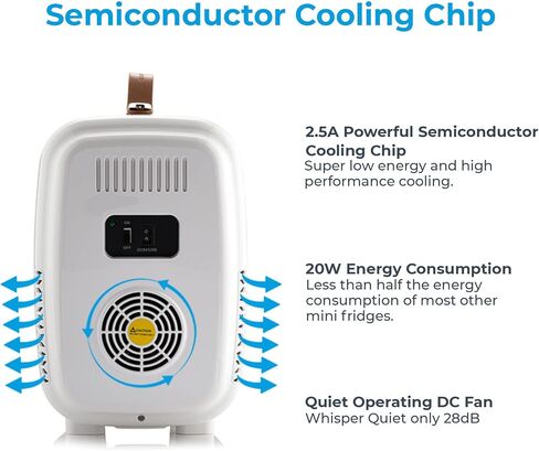 ثلاجة صغيرة فاخرة من Subcold Pro6 سعة 6 لتر / 8 علب تيار متردد وخيار طاقة USB حصري، ثلاجة صغيرة محمولة للمكتب وغرفة النوم والسيارة والعناية بالبشرة ومستحضرات التجميل باللون الأبيض in Saudi Arabia