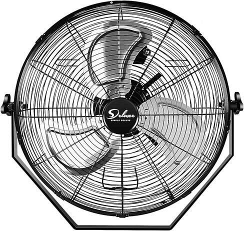 Simple Deluxe 18 Inch Industrial Wall Mount Fan, 3 Speed Commercial Ventilation Metal Fan for Warehouse, Greenhouse, Workshop, Patio, Factory and Basement - High Velocity, Black in Kuwait