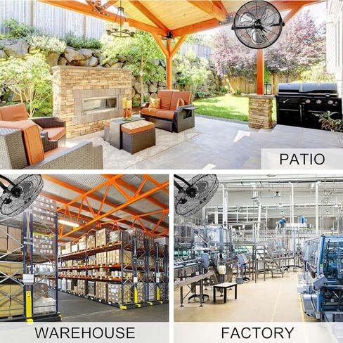 Simple Deluxe 18 Inch Industrial Wall Mount Fan, 3 Speed Commercial Ventilation Metal Fan for Warehouse, Greenhouse, Workshop, Patio, Factory and Basement - High Velocity, Black in Kuwait