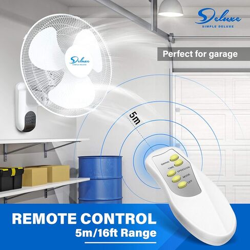 Simple Deluxe 16 Inch Wall Mount Fan with Remote Control, 3 Oscillating Modes, 3 Speed, Timer，2 Pack in Saudi Arabia