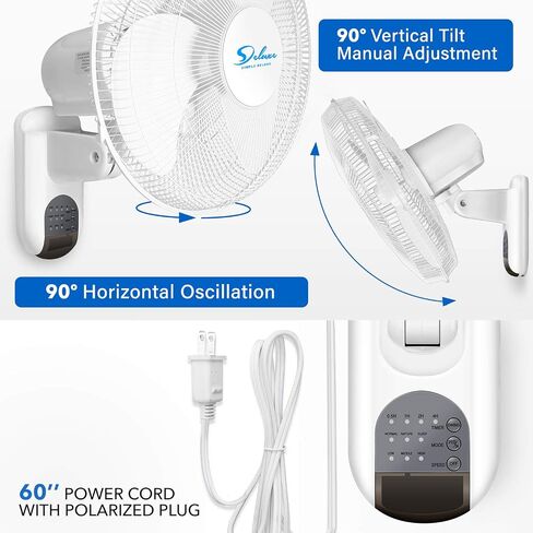 Simple Deluxe 16 Inch Wall Mount Fan with Remote Control, 3 Oscillating Modes, 3 Speed, Timer，2 Pack in Saudi Arabia