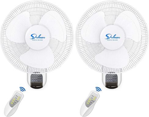 Simple Deluxe 16 Inch Wall Mount Fan with Remote Control, 3 Oscillating Modes, 3 Speed, Timer，2 Pack in Saudi Arabia