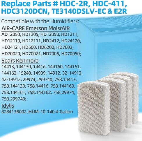 الوكس فلتر ترطيب بديل فائق الفتيل HDC411 من ايسيك اير HDC3120DCN كينمور 32-14912 42-14912 (4 قطع) in Saudi Arabia