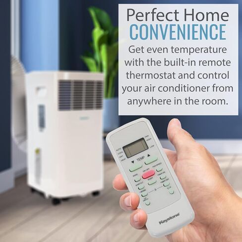 مكيف هواء محمول ومزيل الرطوبة من كيستون بقدرة 5000 وحدة حرارية بريطانية مع جهاز تحكم عن بعد ذكي، وحدة تكييف هادئة ومدمجة لغرفة النوم والحمام والحضانة والغرف الصغيرة التي تصل مساحتها إلى 200 قدم مربع. قدم مع عجلات in Kuwait