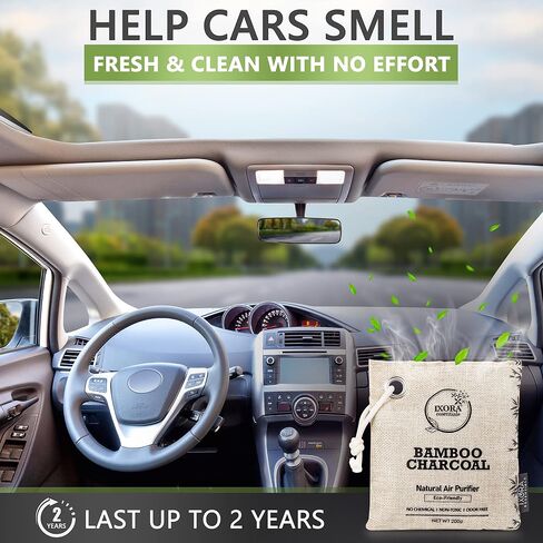 Ixora Essentials Bamboo Charcoal Air Purifying Bag, Charcoal Bags Odor Absorber for Home with Activated Bamboo Charcoal. 5 Pack (3 x 200g and 2 x 75g) of Charcoal Odor Absorber, Car Odor Eliminator, Pet Friendly in Saudi Arabia