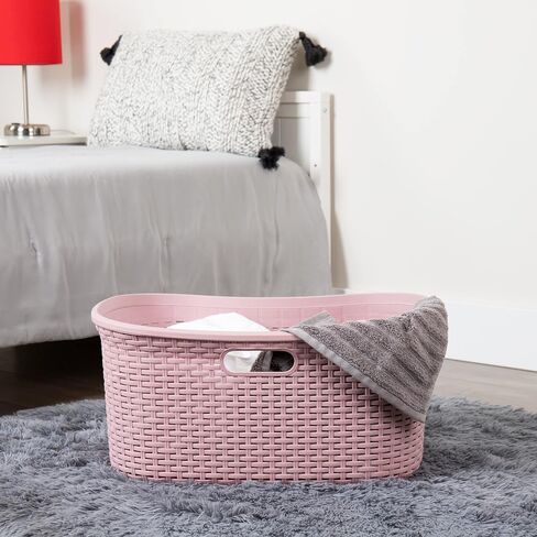 Mind Reader Basket Collection, Laundry Basket, 40 Liter (10kg/22lbs) Capacity, Cut Out Handles, Ventilated, Set of 2, Pink in Saudi Arabia