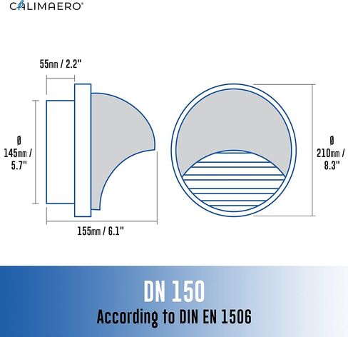 calimaero KWG 6 inch Air Vent Covers Dryer Vent Cover Outdoor for Walls Air Vent Deflector Extractor Fan Vent Cover Robust and Weatherproof Stainless Steel Dryer Vent Cover Outdoor in Kuwait
