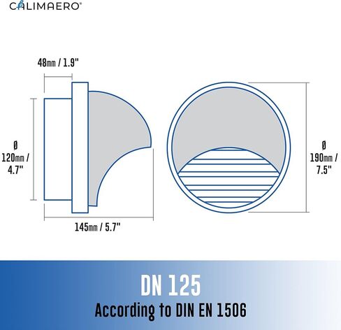 calimaero KWG 6 inch Air Vent Covers Dryer Vent Cover Outdoor for Walls Air Vent Deflector Extractor Fan Vent Cover Robust and Weatherproof Stainless Steel Dryer Vent Cover Outdoor in Kuwait
