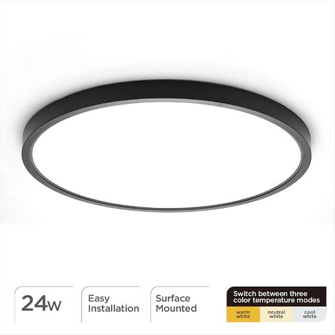 TALOYA 10 Inch Black LED Ceiling Light Fixture Flush Mount, 5-in-1 CCT Selectable (3000K/3500K/4000K/5000K/6500K), 2000LM 0.94inch Thickness Low Profile Surface Mounted Light Fixture for Hallway in Saudi Arabia