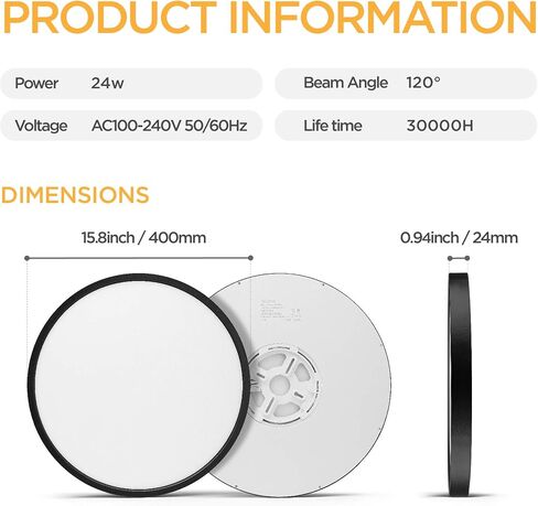 TALOYA 10 Inch Black LED Ceiling Light Fixture Flush Mount, 5-in-1 CCT Selectable (3000K/3500K/4000K/5000K/6500K), 2000LM 0.94inch Thickness Low Profile Surface Mounted Light Fixture for Hallway in Saudi Arabia
