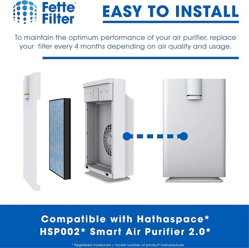 فلتر Fette - فلتر بديل لتنقية الهواء HSP002 Premium True H13 HEPA متوافق مع HSP002 لجهاز تنقية الهواء Smart True HEPA 2.0 (عبوة من قطعتين) in Saudi Arabia