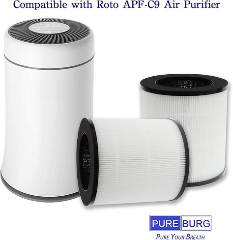 PUREBURG Replacement True HEPA Filter Compatible with Roto Air Purifier APF-C9,H13 4-Stage Filtration High-efficiency Activated carbon 2-IN-1 Air Clean Dust VOCs,2-Pack in Saudi Arabia