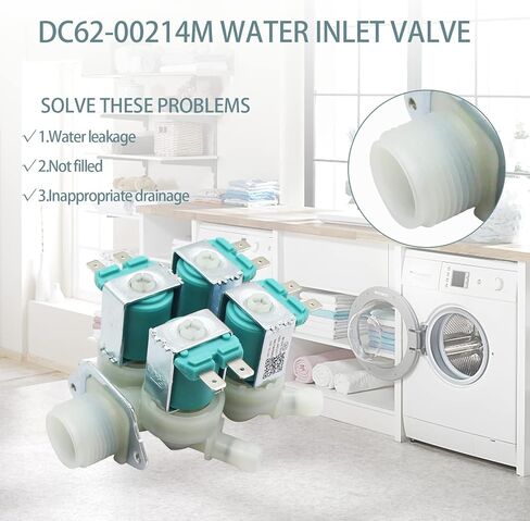 صمام مدخل مياه DC62-00214M مطور DC62 00214M صمام الملف اللولبي لمدخل مياه الغسالة، DC62-00214M لغسالة الملابس، صمام مدخل الماء البارد بديل AP5623062 PS4208704 2979589 لسامسونج، ضمان الجودة لمدة عامين in Kuwait