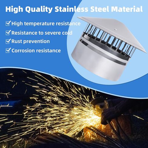 RHKEOY 8 Inch Cone Top Chimney Cap for Stove Pipe Topper,8 inch Round Cone Top Chimney Cap Stainless Steel Material-Silver in Saudi Arabia