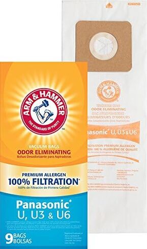Arm & Hammer Vacuum Bags, Panasonic Style U, Premium Allergen & Odor Eliminating - 9 bags in Saudi Arabia