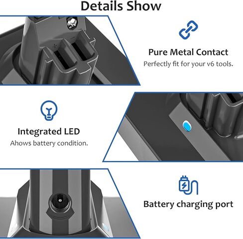 [ Upgraded to 5000mAh ] 21.6V Lithium Replacement Battery Compatible with V6 Series DC58 DC59 DC61 DC62 DC72 DC74 Absolute Animal 595 650 770 880 SV03 SV04 SV05 SV06 SV07 SV09 Handheld Vacuum Cleaner in Kuwait