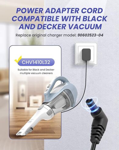 شاحن مكنسة كهربائية يدوية 23 فولت لبلاك اند ديكر، سلك طاقة، شاحن حائط بلاك ديكر N511997 90602523-04 CHV1410L32 HFEJ415JWMF10، HFEJ415JWMF22 مكنسة كهربائية محمولة باليد in Kuwait