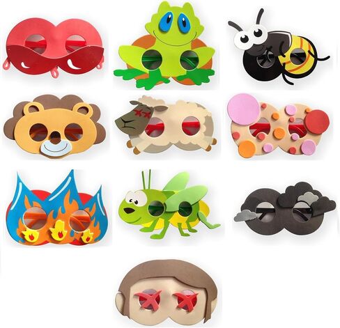 Cazenove 10 Plagues Glasses for Passover Seder.(Remade and Improved) Masks are Great for Children (and Children at Heart) in Saudi Arabia