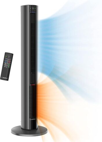 لاسكو مروحة وسخان محمول مناسب لجميع المواسم، مروحة برج تحكم مريحة وسخان في مكان واحد مع جهاز تحكم عن بعد، اسود، FH515 in Kuwait