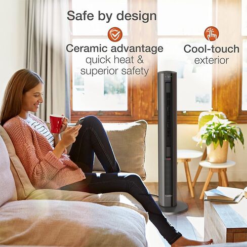 لاسكو مروحة وسخان محمول مناسب لجميع المواسم، مروحة برج تحكم مريحة وسخان في مكان واحد مع جهاز تحكم عن بعد، اسود، FH515 in Kuwait