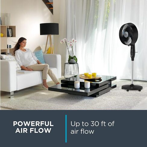 مروحة روينتا إكستريم خارجية مع جهاز تحكم عن بعد 65 بوصة، مروحة فائقة الهدوء تتأرجح، محمولة، 3 سرعات، تحكم رقمي VU4510، أسود in Kuwait