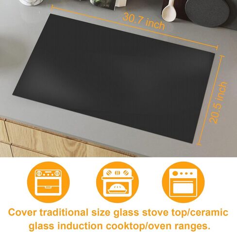 Stove Top Cover,31 x 20.5 Inch Fireproof and Waterproof Electric Stove Cover Mat,Heat Resistant Ceramic Glass Induction Cooktop Stove Top Protector Flat Top Oven Cover,Black in Kuwait