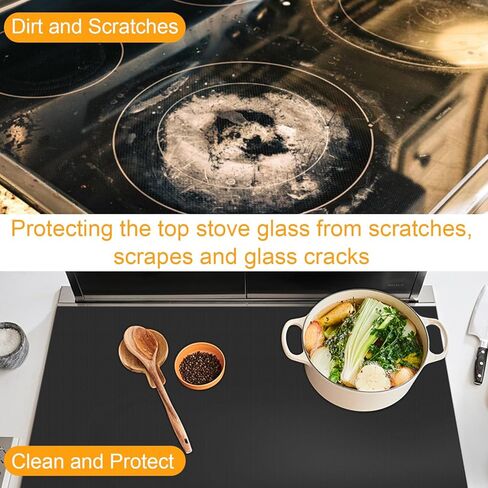 Stove Top Cover,31 x 20.5 Inch Fireproof and Waterproof Electric Stove Cover Mat,Heat Resistant Ceramic Glass Induction Cooktop Stove Top Protector Flat Top Oven Cover,Black in Kuwait
