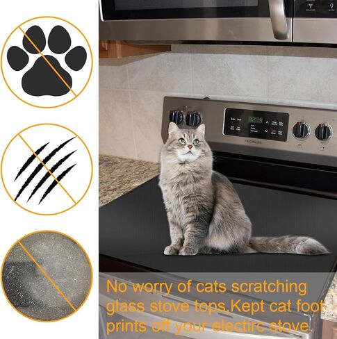 Stove Top Cover,31 x 20.5 Inch Fireproof and Waterproof Electric Stove Cover Mat,Heat Resistant Ceramic Glass Induction Cooktop Stove Top Protector Flat Top Oven Cover,Black in Kuwait