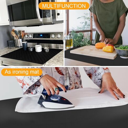 Stove Top Cover,31 x 20.5 Inch Fireproof and Waterproof Electric Stove Cover Mat,Heat Resistant Ceramic Glass Induction Cooktop Stove Top Protector Flat Top Oven Cover,Black in Kuwait