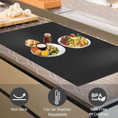 Stove Top Cover,31 x 20.5 Inch Fireproof and Waterproof Electric Stove Cover Mat,Heat Resistant Ceramic Glass Induction Cooktop Stove Top Protector Flat Top Oven Cover,Black in Kuwait