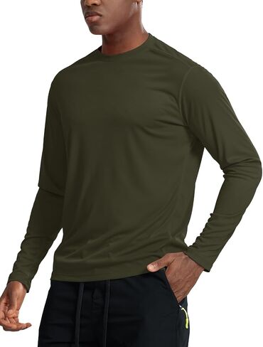 Moisture Wicking Athletic Shirts for Men Long Sleeve Workout Running Gym Performance Tee UV/Sun Protection in Kuwait