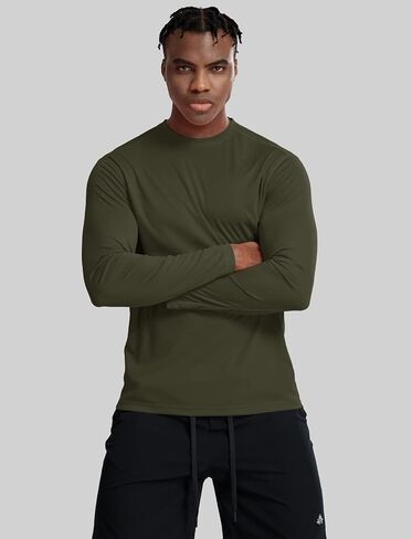 Moisture Wicking Athletic Shirts for Men Long Sleeve Workout Running Gym Performance Tee UV/Sun Protection in Kuwait