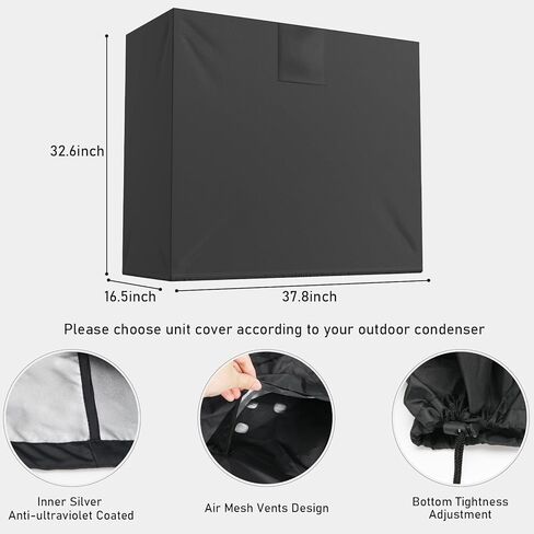 GUEQUITLEX Mini Split Air Conditioner Covers for Outside Compressor 37.8 x 16.5 x 32.6 inches AC Condenser Cover with Vent Hole Waterproof Mini Split Covers for Outside Units in Kuwait