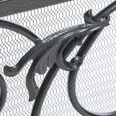 Christopher Knight Home Wilmington Fireplace Screen, Silver Flower On Black in Saudi Arabia