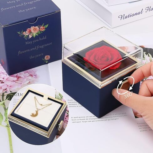 Childom Preserved Rose Birthday Gifts for Women,Blue Preserved Flowers Christmas Rose Gifts for Women,Fresh Real Rose Flower with Necklace I Love You Mom,Grandma,Wife Gifts for Christmas,Thanksgiving in Kuwait