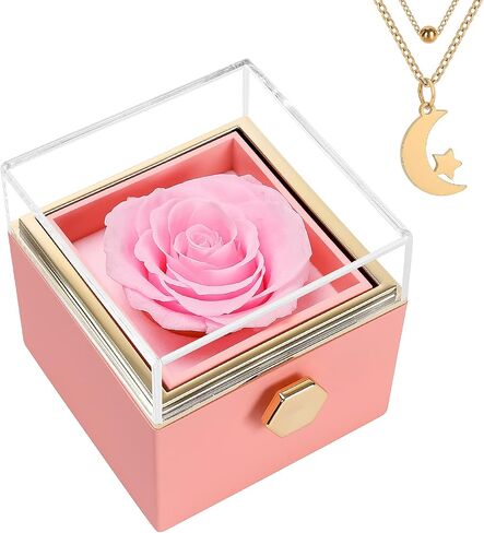 Childom Preserved Rose Birthday Gifts for Women,Blue Preserved Flowers Christmas Rose Gifts for Women,Fresh Real Rose Flower with Necklace I Love You Mom,Grandma,Wife Gifts for Christmas,Thanksgiving in Kuwait