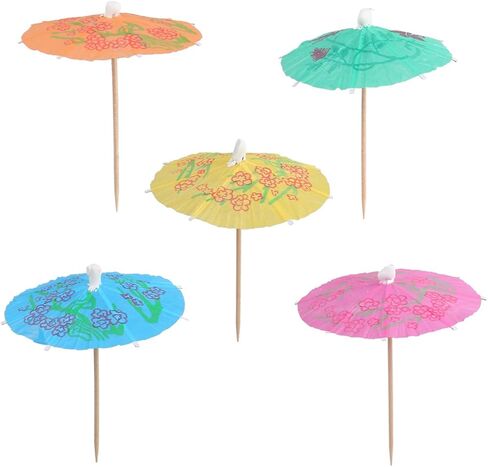 مظلة LUOEM Parasol كوكتيل اللقطات كوكتيل باراسول وشرب الكاب كيك العلوي مظلة ورق باراسول اللقطات الورقية لحفلات حمام السباحة، حزمة من 50 قطعة (ألوان متعددة) in Saudi Arabia