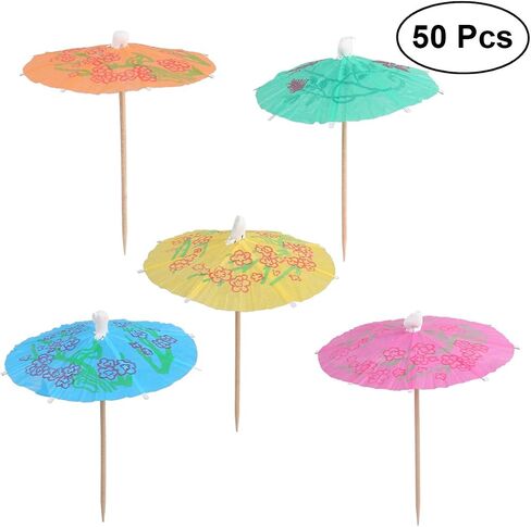 مظلة LUOEM Parasol كوكتيل اللقطات كوكتيل باراسول وشرب الكاب كيك العلوي مظلة ورق باراسول اللقطات الورقية لحفلات حمام السباحة، حزمة من 50 قطعة (ألوان متعددة) in Saudi Arabia