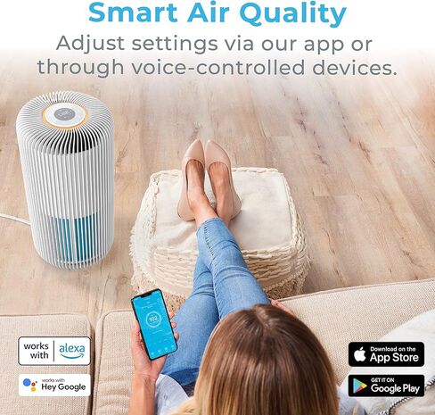 منقي الهواء الذكي Pure Enrichment® PureZone™ Turbo للغرف الكبيرة (1050 قدمًا مربعًا في 30 دقيقة) - مصنف من Energy Star، ترشيح 5 مراحل، متوافق مع الهواتف الذكية، يحبس الجراثيم والدخان والغبار (أبيض) in Saudi Arabia