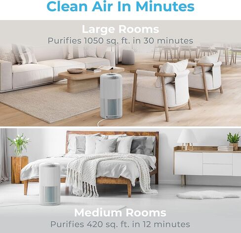 منقي الهواء الذكي Pure Enrichment® PureZone™ Turbo للغرف الكبيرة (1050 قدمًا مربعًا في 30 دقيقة) - مصنف من Energy Star، ترشيح 5 مراحل، متوافق مع الهواتف الذكية، يحبس الجراثيم والدخان والغبار (أبيض) in Saudi Arabia
