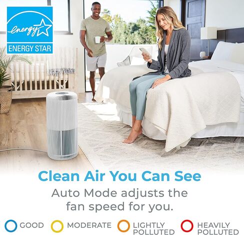منقي الهواء الذكي Pure Enrichment® PureZone™ Turbo للغرف الكبيرة (1050 قدمًا مربعًا في 30 دقيقة) - مصنف من Energy Star، ترشيح 5 مراحل، متوافق مع الهواتف الذكية، يحبس الجراثيم والدخان والغبار (أبيض) in Saudi Arabia