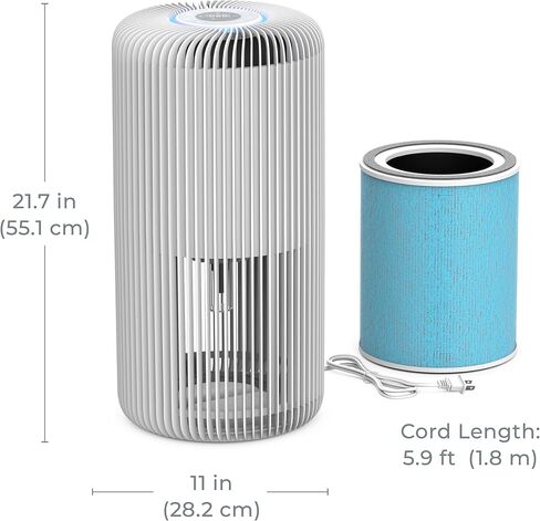 منقي الهواء الذكي Pure Enrichment® PureZone™ Turbo للغرف الكبيرة (1050 قدمًا مربعًا في 30 دقيقة) - مصنف من Energy Star، ترشيح 5 مراحل، متوافق مع الهواتف الذكية، يحبس الجراثيم والدخان والغبار (أبيض) in Saudi Arabia
