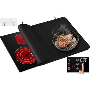 Heat Resistant Stove Top Covers for Electric Stove - 21×24inch Fireproof & Waterproof Electric Stove Cover - Glass Stove Top Protector for Prevent Scratches, Fiberglass Cloth (Black)
