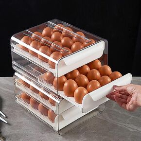 بيلدك حامل بيض للثلاجة، صينية بيض بسعة كبيرة، صندوق تخزين للبيض الطازج، صندوق منظم للثلاجة، حاوية تخزين بلاستيكية شفافة (طبقتين) in Kuwait