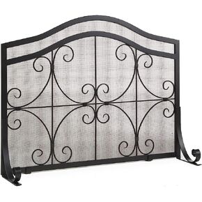 Plow & Hearth Metal Fireplace Screen Crest Arched Copper | 38" W x 31" H | Flatguard | Spark Guard Indoor Grate | Iron Fire Place Cover | Wood Burning Stove Decorative Accessories in Kuwait