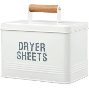 حامل ملاءة مجفف مونجيتا، حاوية ملاءة تجفيف معدنية، موزع ملاءة تجفيف حديث مع غطاء لديكور غرفة الغسيل، حامل ملاءة الغسيل لتخزين غرفة الغسيل، صندوق ملاءة المجفف (أبيض) in Kuwait