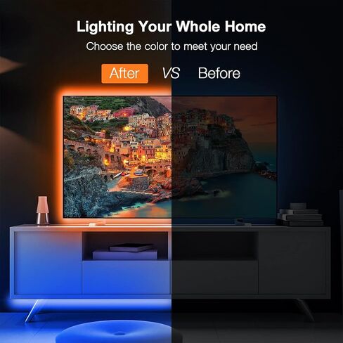 DAYBETTER أضواء الشريط الذكية المتغيرة الألوان مع التحكم عن بعد في التطبيق، مزامنة الموسيقى 5050 RGB لتزيين غرفة النوم، 100 قدم، لفتان بطول 50 قدم in Kuwait